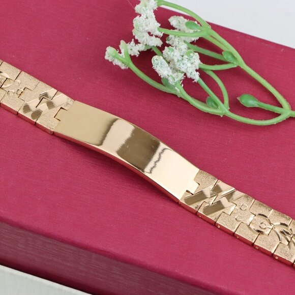 "Sleek Rose Gold Plated Bracelet in Polished Bold Panel Design, XPBL1133 - Picture 12 of 12